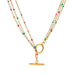 Bohemia Colorful Drip Jewelry Set Stainless Steel 18K Plated