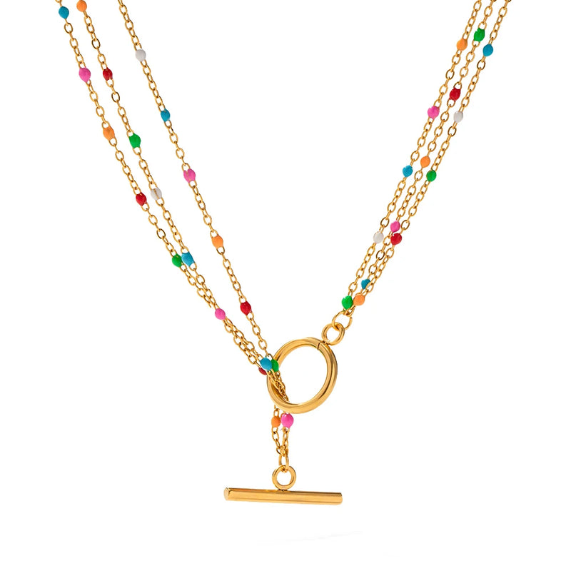 Bohemia Colorful Drip Jewelry Set Stainless Steel 18K Plated
