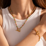 Bohemia Colorful Drip Jewelry Set Stainless Steel 18K Plated