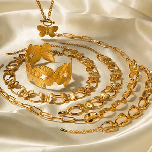 Bohemia Colorful Drip Jewelry Set Stainless Steel 18K Plated