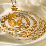 Bohemia Colorful Drip Jewelry Set Stainless Steel 18K Plated