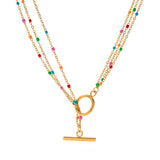 Bohemia Colorful Drip Jewelry Set Stainless Steel 18K Plated