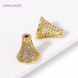 18K Plated Zircon Conical Beads Caps for Jewelry Making