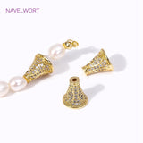 18K Plated Zircon Conical Beads Caps for Jewelry Making