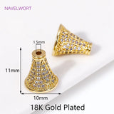 18K Plated Zircon Conical Beads Caps for Jewelry Making