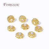18K Plated Zircon Flower Spacer Beads for DIY Jewelry Supplies