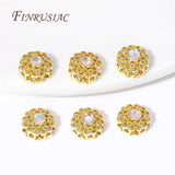 18K Plated Zircon Flower Spacer Beads for DIY Jewelry Supplies