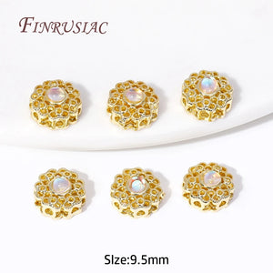 18K Plated Zircon Flower Spacer Beads for DIY Jewelry Supplies