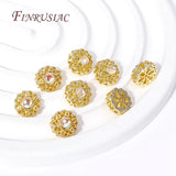 18K Plated Zircon Flower Spacer Beads for DIY Jewelry Supplies
