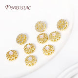 18K Plated Zircon Flower Spacer Beads for DIY Jewelry Supplies