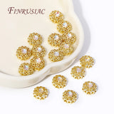 18K Plated Zircon Flower Spacer Beads for DIY Jewelry Supplies