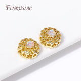18K Plated Zircon Flower Spacer Beads for DIY Jewelry Supplies