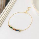 Colorful Zirconia Bracelet 925 Sterling Silver Women's Jewelry