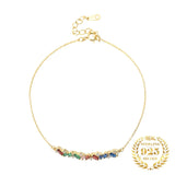 Colorful Zirconia Bracelet 925 Sterling Silver Women's Jewelry