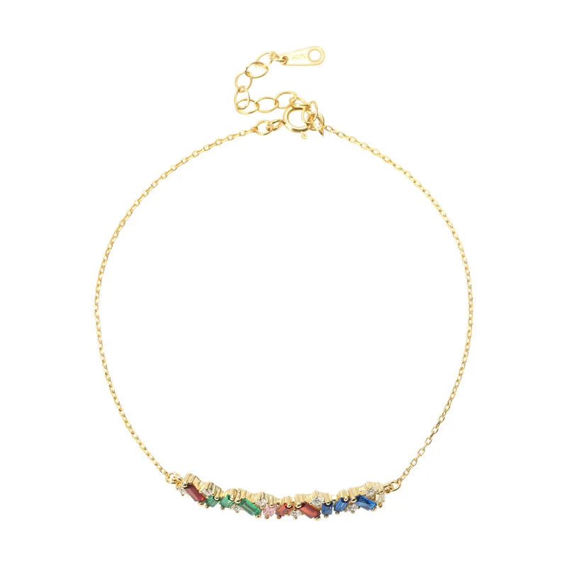 Colorful Zirconia Bracelet 925 Sterling Silver Women's Jewelry