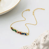 Colorful Zirconia Bracelet 925 Sterling Silver Women's Jewelry