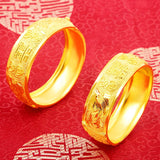 18K Plated Wide Bracelet Bangle Retro Style Dragon Phoenix Bangles