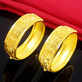 18K Plated Wide Bracelet Bangle Retro Style Dragon Phoenix Bangles