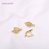 18K Plated Leaf Pinch Bail Earring Findings Zircon Clip Hooks