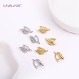 18K Plated Leaf Pinch Bail Earring Findings Zircon Clip Hooks