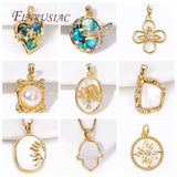 Life Tree Pendant Brass Shell Inlaid Charms for Jewelry Making