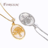Life Tree Pendant Brass Shell Inlaid Charms for Jewelry Making