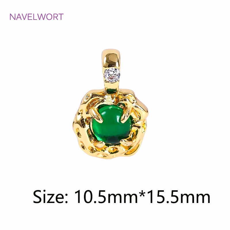 18K Plated Lock/Square Charms Brass CZ Heart Pendants DIY Necklace Making