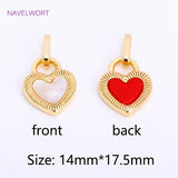 18K Plated Lock/Square Charms Brass CZ Heart Pendants DIY Necklace Making