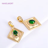 18K Plated Lock/Square Charms Brass CZ Heart Pendants DIY Necklace Making