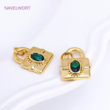 18K Plated Lock/Square Charms Brass CZ Heart Pendants DIY Necklace Making