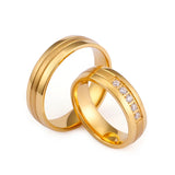 18K Plated Couple Wedding Band Set for Women Men