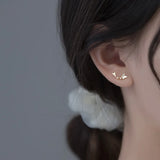 Micro Pave Zircon Butterfly Stud Earrings, 925 Sterling Silver Jewelry