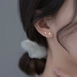 Micro Pave Zircon Butterfly Stud Earrings, 925 Sterling Silver Jewelry