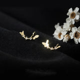 Micro Pave Zircon Butterfly Stud Earrings, 925 Sterling Silver Jewelry