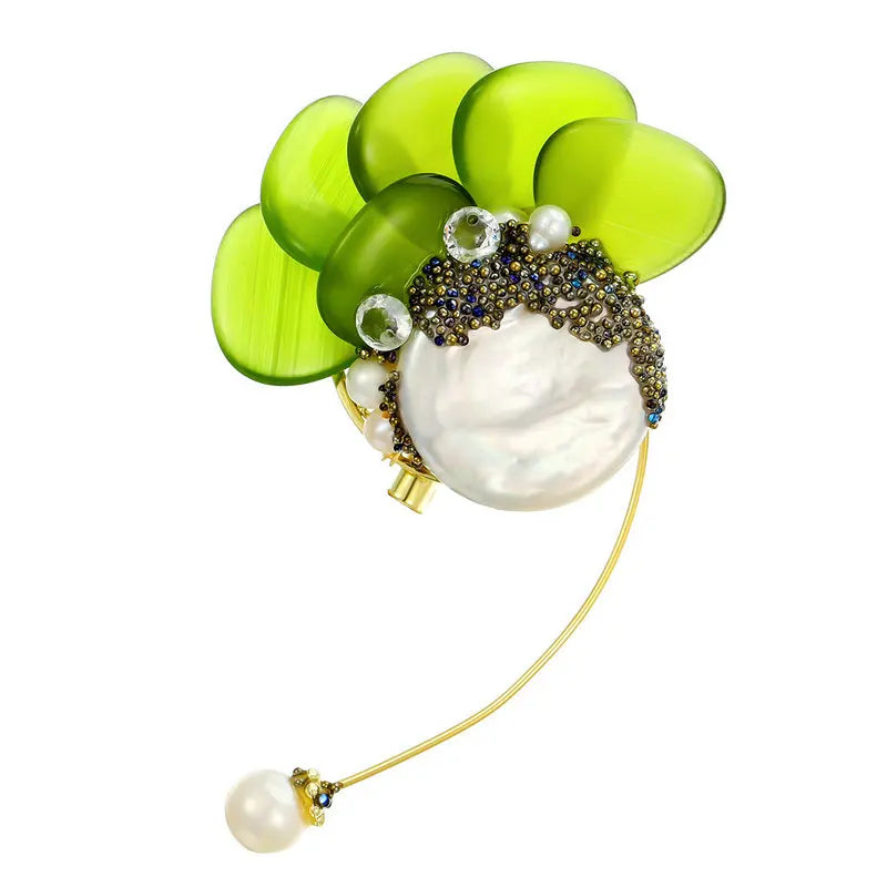 18K Plated Baroque Pearl Vintage Brooch for Dress