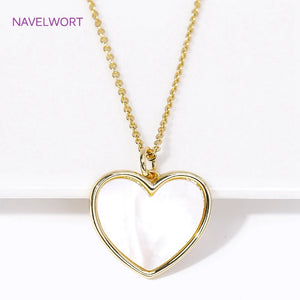 Heart Pendant Necklace with Zircon/Pearl, 18K Plated, Natural Shell