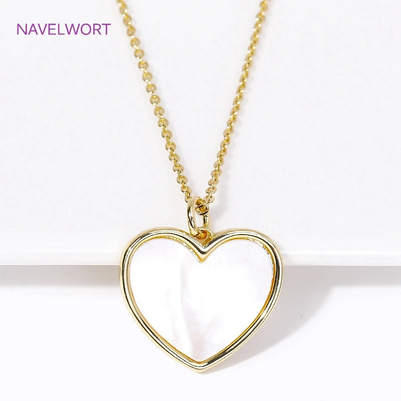 Heart Pendant Necklace with Zircon/Pearl, 18K Plated, Natural Shell