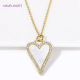 Heart Pendant Necklace with Zircon/Pearl, 18K Plated, Natural Shell