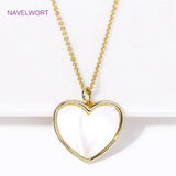 Heart Pendant Necklace with Zircon/Pearl, 18K Plated, Natural Shell