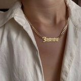 Old English Personalized Gothic Name Necklace Stainless Steel Never Fade