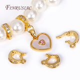 18K Plated Pave Zircon Round Pendant Enhancer Brass Clips Bail Clasp Connectors