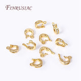 18K Plated Pave Zircon Round Pendant Enhancer Brass Clips Bail Clasp Connectors