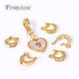 18K Plated Pave Zircon Round Pendant Enhancer Brass Clips Bail Clasp Connectors