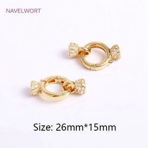 18K Plated Pearl Clasps Fastener DIY Jewelry Accessories Zircon Inlay Connectors