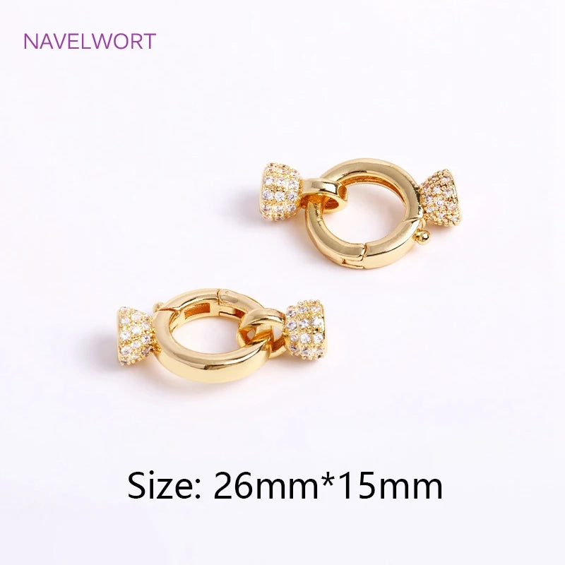 18K Plated Pearl Clasps Fastener DIY Jewelry Accessories Zircon Inlay Connectors