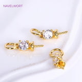 18K Plated Pearl Component for Necklace Making with Zircon Inlay
