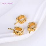18K Plated Pearl Component for Necklace Making with Zircon Inlay