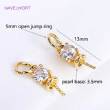 18K Plated Pearl Component for Necklace Making with Zircon Inlay