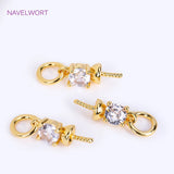 18K Plated Pearl Component for Necklace Making with Zircon Inlay