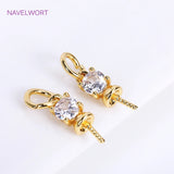 18K Plated Pearl Component for Necklace Making with Zircon Inlay